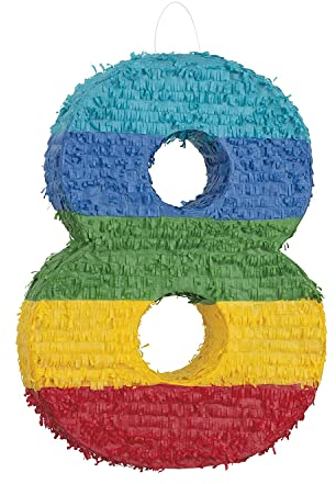 Pinata Nummer 8 (37 cm x 53 cm) – lebendiges, mehrfarbiges Partyzubehör – perfekt für Kindergeburtstage und Festlichkeiten – 1 Stück