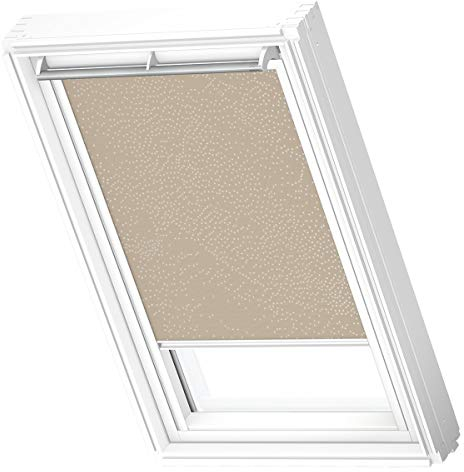 VELUX Original Dachfenster Verdunkelungsrollo für P10 / 410/3, Sandbeige Gepunktet, mit Weißer Führungsschiene