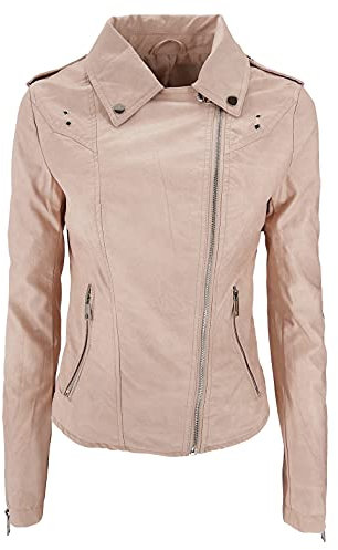 JOPHY & CO. Giacca Corta Chiodo Donna Ecopelle con Tasche & Cerniere (cod. 2560, 33107 & 3985) (Rosa (cod. 33107), L)