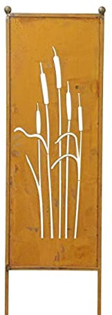 Rostalgie Edelrost Gartenstecker Tafel mit Schilfkolben 111 x 32 cm Sichtschutz