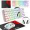 60% Wired Compact Gaming Keyboard Mini 61 Tasti 11 RGB Retroilluminazione Effetti con Tasti Pieni Anti-ghosting + Mouse Gamng leggero cablato 2400DPI Honeycomb Optical Mouse +RGB auricolare +Mouse Pad