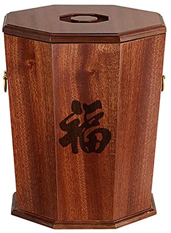 MNSSRN Household Solid Wood Rice Storage Box, Grain Container Household Wooden Rice Container Moisture-Proof Sealed Grain Container with Lid 5Kg/10Kg/15Kg,15kg