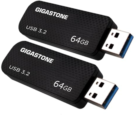 Gigastone Z30 Clé USB 3.2 Gen 1 64 Go, Lot de 2 USB avec Performance Fiable, Rétractable sans Capuchon Conception, Compatible avec Interface USB 2.0 / USB 3.0 / USB 3.1