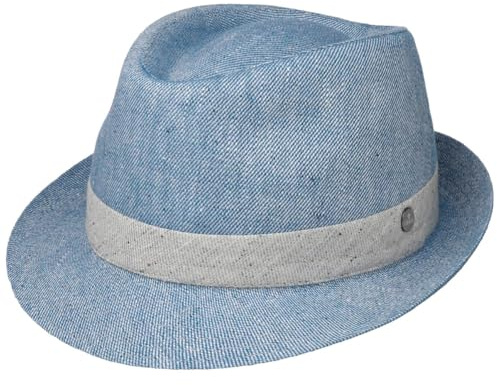 LIERYS Payato New Jeans Denim Trilby Hut meliert Mehrfarbig Made in Italy Damen und Herren Sommer Winter blau XL (60-61 cm)