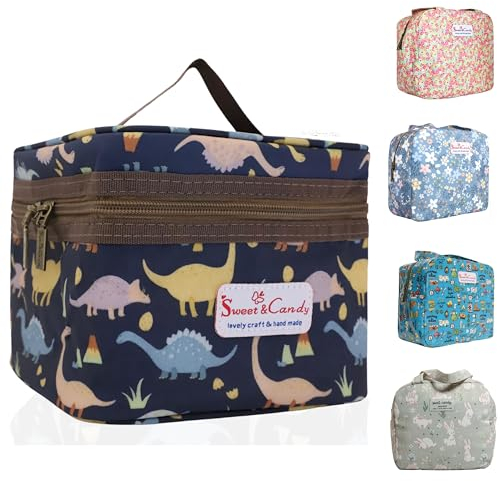 KLAPIA Bolsa Térmica Porta Alimentos Infantil/Nevera Pequeña Portátil Playa/Almuerzo Comida Trabajo/Lunch Bag/Lonchera/Mantiene Frio y Calor/Impermeable (Dino)
