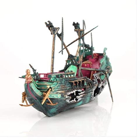 Aquarium-Zubehör for Zuhause oder Büro, Aquarium-Dekoration, Aquarium-Dekoration, Ornament, Boot, Schiff, Luftspaltung, Schiffswrack, Aquarium-Dekoration, versunkenes Wrack, Boot-Dekoration, 24 cm x 1