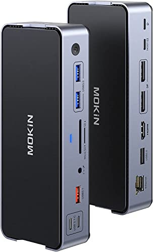USB C Laptop Docking Station Dual Displayport, 15 IN 1 Multiple Display Thunderbolt Docking Station Dual Monitor for MacBook/Dell, 2*DP+ HDMI 8K, 100W PD, 4*USB A, 2*USB C, Ethernet, SD&TF, Audio