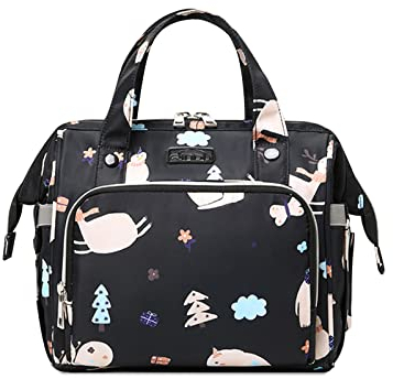 SONARIN Multifunctional Baby Changing Tote Backpack, Stylish Lightweight Waterproof Diaper Nappy Changing Shoulder Portable Travel Mummy Bag for Mom & Dad (Black)