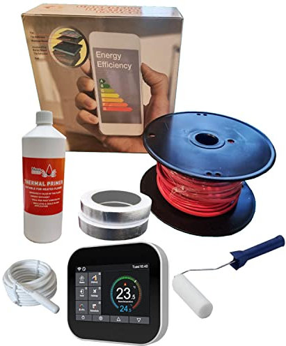 Nassboards Pro Elite Loose Cable Electric Underfloor Heating System 150w - Touch Screen, Wifi, Smart Thermostat with Installation Kit & Instructions for Carpet, Tiles, Laminate, Wood, Concrete