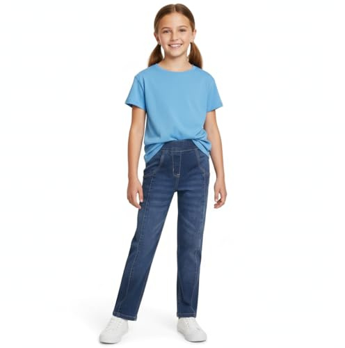 A2Z 4 Kids Girls Straight Fit Stretch Bootcut Denim Wide Leg Jeans Trousers | Elastic Waist Baggy Flared Trousers Casual Children Wear Ages 5 to 14 Years