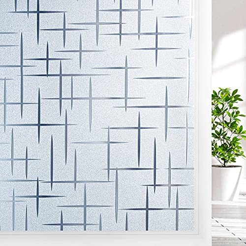 DOWELL Sichtschutzfolie Fenster Folie Sichtschutz Fensterfolie 30x200cm, Selbsthaftend Blickdicht Motiv Klebefolie Milchglasfolie Scheibenfolie für Bad Duschkabine Glastüren Badfenster Sterne