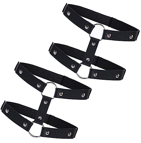 2 Stück Leder Bein Strumpfband Schwarz Verstellbares Strumpfband Doppellagiges Gothic Oberschenkel Strumpfband Anti Rutsch Clip Damen Halloween Rave Karneval Cosplay Party Zubehör