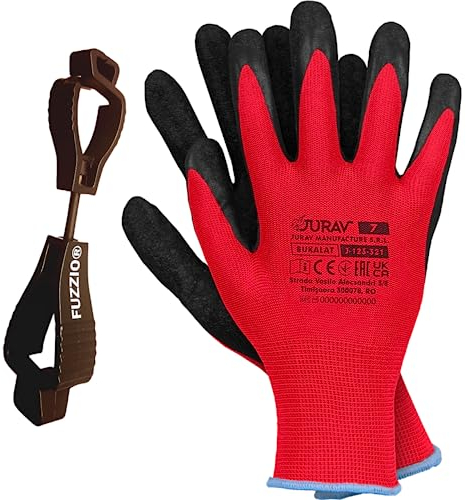 FUZZIO 24 pares de guantes de trabajo Jurav látex visitado jardín guantes pinzas M-8