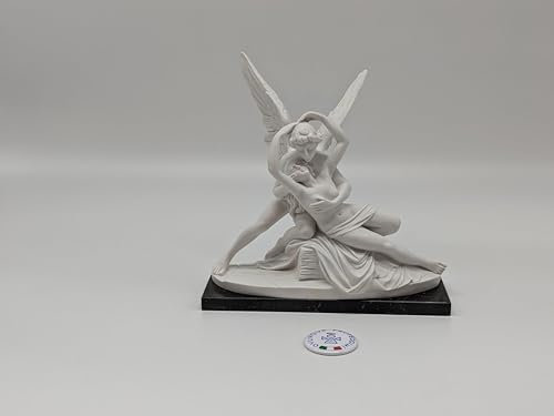 OVUNQUE PROTEGGIMI Statue von Amor und Psyche aus weißem Marmorstaub, in verschiedenen Höhen erhältlich, Made IN Tuscany (14 cm)