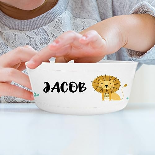 Wanapix | Cuenco para Niños Personalizado | Tazón Desayuno con Nombre | Bol de Plástico Irrompible | Cuenco de Cereales | Sin BPA | Vajilla Infantil | Apto para Lavavajillas | 300ml | León