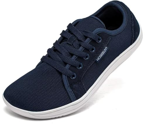 HOBIBEAR Unisex Wide Barefoot Shoes for Men Women Outdoor Trail Running Minimalist Walking Shoes Lightweight and Breathable(Navy Blue 5.5 UK)
