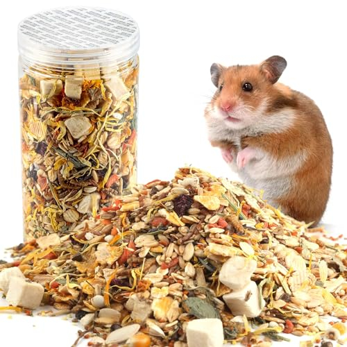 Abizoo Gourmet Hamster & Gerbil Futter, Trockenfutter für Hamster-unterstützt eine gesunde Verdauung und gesunde Zähne Einzigartige Leckerbissen für Meerschweinchen, Hamster, Gerbils