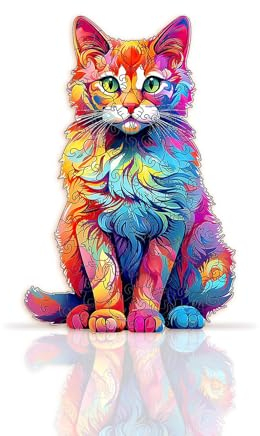Holzpuzzle Erwachsene, Katze Holzpuzzle Tierform Puzzleteile, Kreative Geschenke Für Die Familienspiel Sammlung, Mit Geschenkbox, L