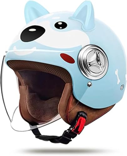 Casques De Moto pour Enfants, Demi-Casque pour Enfants avec Pare-Soleil HD, Casque De Moto, Scooter, Cyclomoteur, Motocross pour Garçons Et Filles Âgés De 3 À 15 Ans E,54-59cm