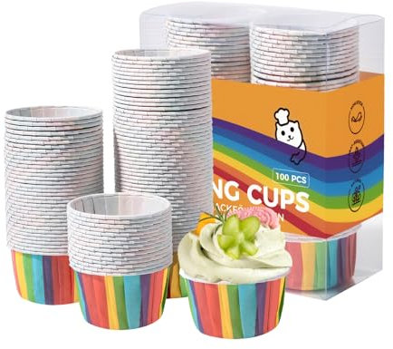 Katbite Muffinförmchen Papier, 100 Stück Cupcake Formen Regenbogen für Hochzeit, Geburtstag, Party, Dessert – Ideal für Backen und Feiern