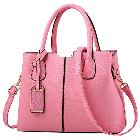 Damenrock Mit Taschen Handtasche für Frauen Geräumige Handtaschen Damen Geldbörse Satchel Schultertasche Tote Ledertasche Halloween Taschen Süßes Saures Taschen (Pink, One Size)