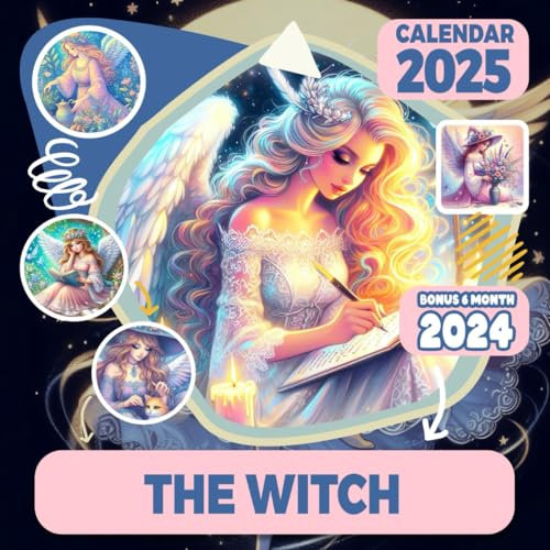 The Witch Calendar 2025: 18-Month Covering Jul 2024 to December 2025, Bonus 6 Months 2024 ,with Holidays, Large Note Sections, Great Gift For Organizing & Planning