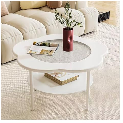 YVZYLXH Couchtisch Modern,Wohnzimmer Tisch für Couch,Beistelltisch Wohnzimmertisch Blumenform irregulär Kaffeetisch,abnehmbare Tischplatte, für Wohnzimmer Büro Hotel(Wit,75CM)