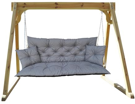 IN WOHO Hollywoodschaukel Auflage Outdoor Sitzkissen Gartenbankauflage Bankauflage Wasserabweisend Gartenbank Sitzkissen Bankkissen Sitzauflage Bank Palettenkissen mit 2 kleinen Kissen 120x60x50 Grau