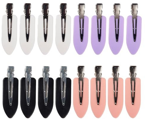SGERUFZ 16 Pcs Haarspangen Kein Knick Haarclips für Haarstyling und Make-up Schwarz Weiß Rosa Violett
