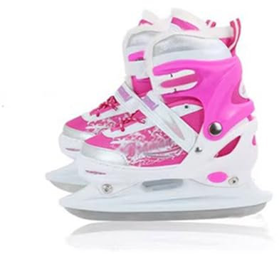 Verstellbarer Schlittschuh,Unisex Ice Skates,Eiskunstlauf Schlittschuhe,Junior Kunstlaufskates,Schnellschnürsystem Push-Lock-Schnalle,Einstellbare 4 Größenbereiche,für Anfänger und Fortgeschrittene