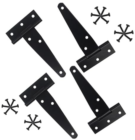 Ensemble de charnières en T antirouille pour portail de jardin en bois, quincaillerie en fer robuste pour porte d'abri de jardin, clôture en bois, charnières de portail pour la maison