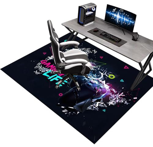 KQIEJUY Tapis Chaise de Bureau Gaming, Tapis de Sol Gamer, Tapis de Sol Bureau Tissu, Tapis Protection Sol Chaise Bureau, 60 x 70 cm Tapis Protège-Sol pour Chaise de Bureau pour Sol Dur et Carrelage