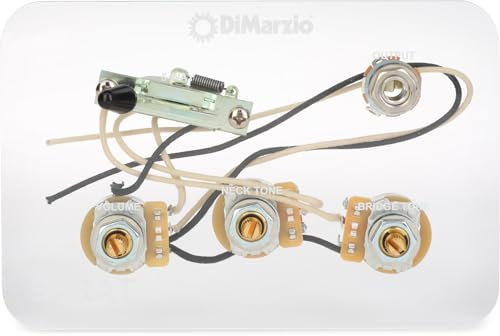 DiMarzio Wiring for HSS Stratocaster Electric Guitar | Complete Set with 3 Potential Gauges, 5-Way Switch and Output Socket | Soldered Ready for Installation | 500k Volume Pot (GW2114)