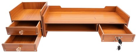 FUROMG Holz Monitorständer mit Schubladen,Monitor Stand Schreibtischaufsatz Monitorerhöhung Organizer,BildschirmerhöHung Desk Organizer Schreibtisch Regal