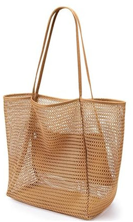 soporXw Strandtasche - Beach Bag Mesh Badetasche xxl Familie Netztasche für Sandspielzeug Faltbare Handtaschen, mit Taschen und Reißverschluss,für Strand, Urlaub, Reise,Fitnessstudio