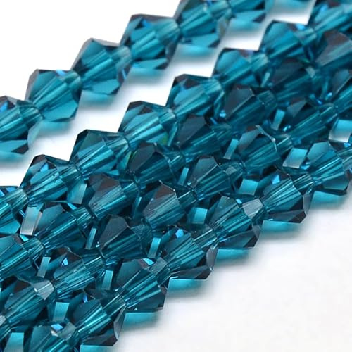 Perlin 90stk Böhmische Kristallperlen 4mm Doppelkegel Tschechische Perlen Glasschliffperlen Glasperlen, Bicone Beads (Indicolite Blau)