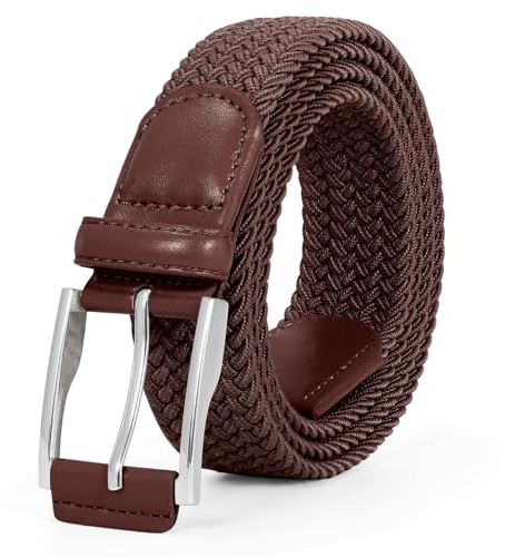 JasGood Geflochtener Stretchgürtel Stoffgürtel Elastischer Gürtel für Herren und Damen Dehnbarer Flechtgürtel Golfgürtel für Herren Jeans Hosen,Kaffee,140cm
