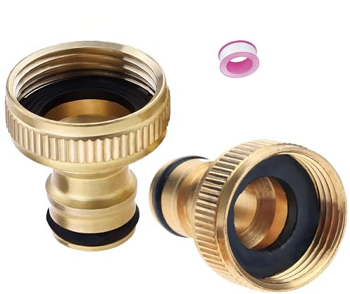 ZhiheHui Garden Hose to Tap Connector, Water Pipe Fitting ，3/4 tap Connector Brass Fittings for Hoses, Garden Hose Connector Attachment for Outside tap, Garden tap Fittings for Hose Pipe