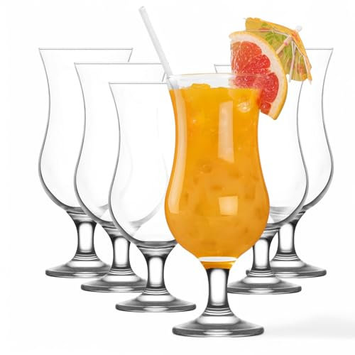 vienberg Fiesta Cocktailgläser Set 6 Stück | 460ml | 20cm hoch | Longdrinks Smoothies Glas Pina Colada Gläser | 100% Bleifrei, Made in EU