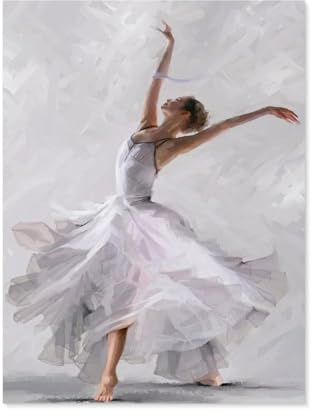BEAYODKP Peinture par numéros pour adultes et enfants débutants，danseuse de ballet，Peinture par numéros sur toile avec pinceaux et pigments acryliques - Facile à peindre pour décoration（50x60cm）-I94