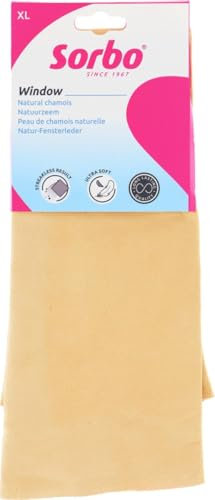 Sorbo Naturleder Fensterleder XL – 38 x 59 cm – Aus echtem Schafleder – Hohe Saugkraft – Für streifenfreie Reinigung – Für Glas, Spiegel, Auto – Weich, langlebig & wiederverwendbar