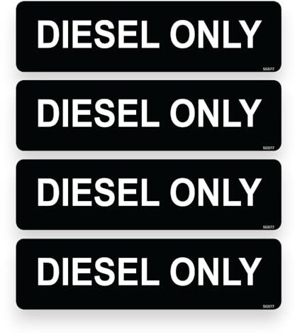 4 Pack - Small Subtle 10cm Diesel ONLY Self Adhesive Stickers - Water Proof - Car, Van, Vehicle, Sign, Notice, Decal, Warning, SG077
