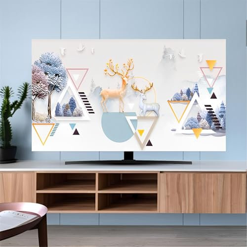 FANSU Copertura Antipolvere per TV, Estetica dell'alce Televisiva per Copertina Copertura Schermo Universale Protettori Schermo per Televisori per 32-80 Pollici TV/PC Copertu (Rosa,58-60 pollici)