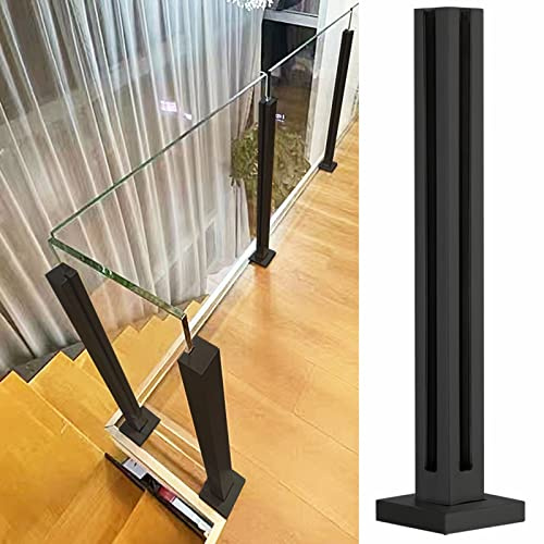 Kit balaustra in Vetro in Acciaio Inossidabile 304 - Ringhiera in Vetro Quadrata per corridoi e Scale Interne - Sistema Completo di Pannelli in Vetro