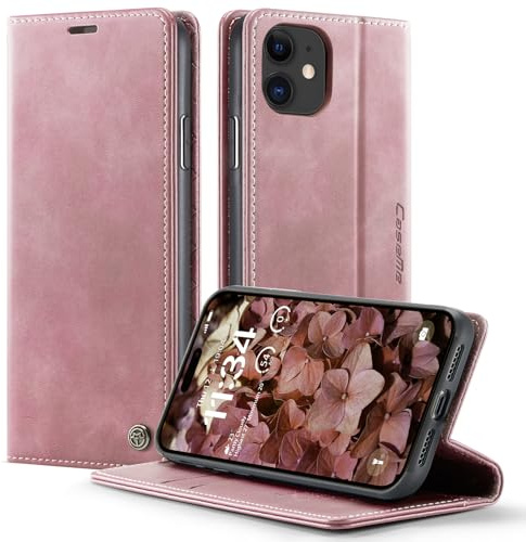 owlhold iPhone 11 hülle klapphülle Premium PU Leder, RFID Schutzhülle, Faltbare Ständer, Handytasche Lederhülle Kartenfach Standfunktion Handyhülle für iPhone 11 - Rosa