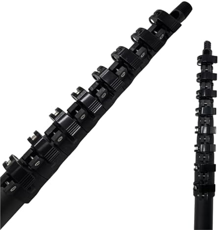 30FT Professionelle Teleskopstange aus Kohlefaser mit Wasserzufuhr for die Fensterreinigung, Solarpanel-Reiniger (nur Stange) Verlängerungsstange(Hybrid Carbon`)