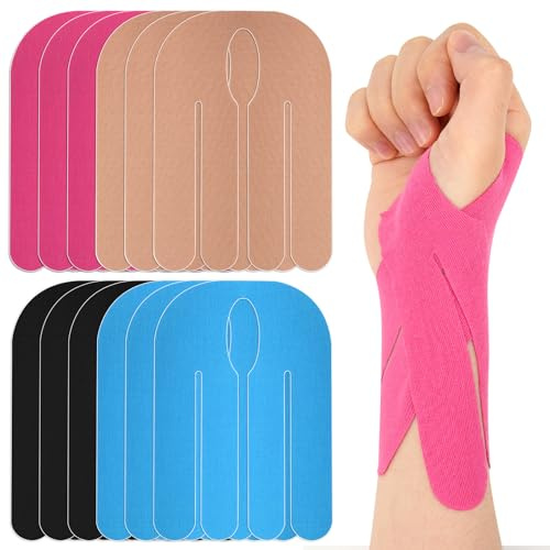 SREBIWO 12 Kinesiotapes Vorgeschnitten für Handgelenk, Handgelenk Tape | Physio Tape, Wasserfestes & Elastisches, Atmungsaktiv, Hautfreundlich, für Wrist Muskel Unterstützung