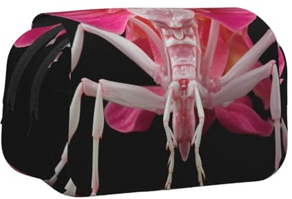 WZYCWB Tragbares Federmäppchen mit Orchideen-Motiv Betende Mantis, ideal für die Organisation von Stiften im Büro oder zur Aufbewahrung von Make-up-Pinseln