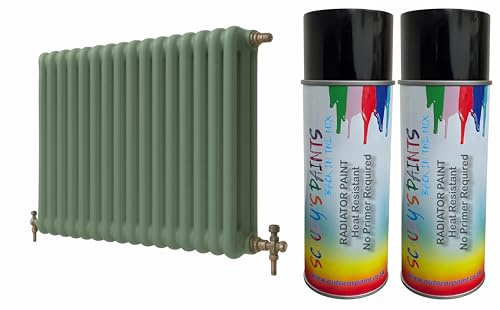 SCOOBYS PAINTS BACK IN THE MIX Radiator Aerosol Spray Paint Heat Resistant To 100ºC - Quick Air Drying No Primer Needed anti rust moisture resistant Metallic and Solid Colours (Heritage Green)