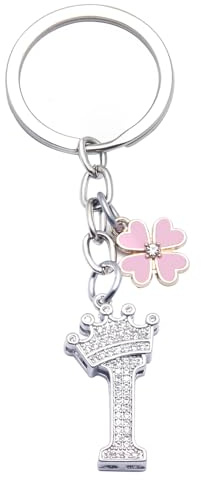 Porte-clés pour Femme Fille avec Lettre Initiale, Alphabet Pendentif Initiale en Crista, Porte clés avec Pendentif Amour et Pampille, Idee Cadeau D'Anniversaire pour Femme Sœur Maman Couple Amie